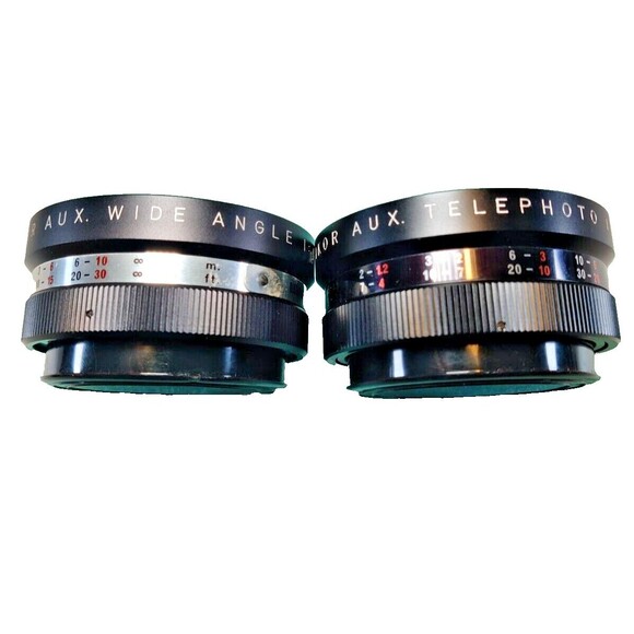 Set Of 2 Yashica Yashikor AUX Wide Angle & Telephoto 1:4 S007 & S008 Lens W/Case - Picture 7 of 10